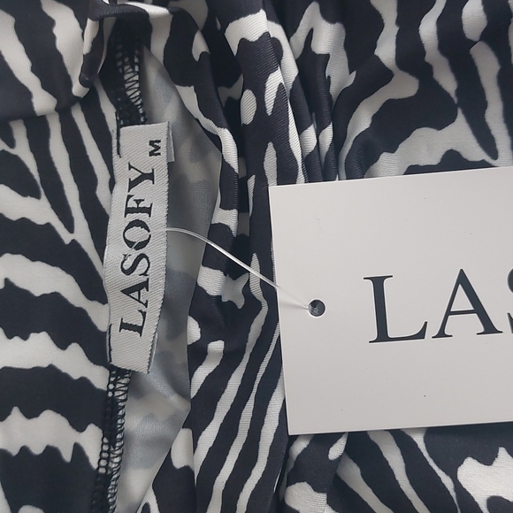 Lazofy bodysuit top womens zebra print Long sleeve M - Picture 7 of 7